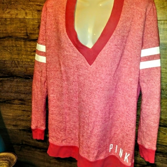 PINK Top Size S Varsity Letterman V Neck EUC - Picture 9 of 10